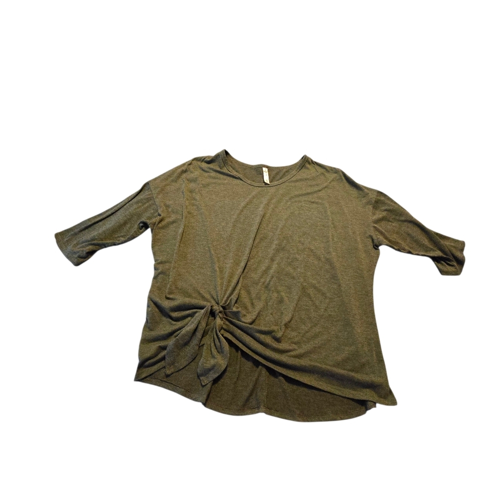 PerSeption Concept Womens Green 3/4 Sleeve Side Tie Shirt Size XL H8